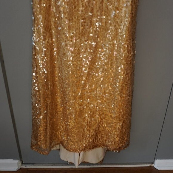 Badgley Mischka Golden Sequin Formal Gown size 0 NWT - Picture 6 of 13